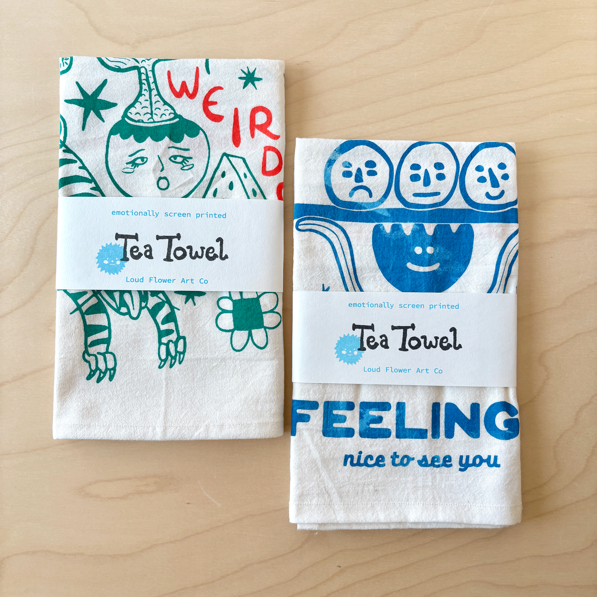 Loud Flower Art Co - Wholesale Tea Towel - In The Garden Screen Printed Kitchen Tea Towel2