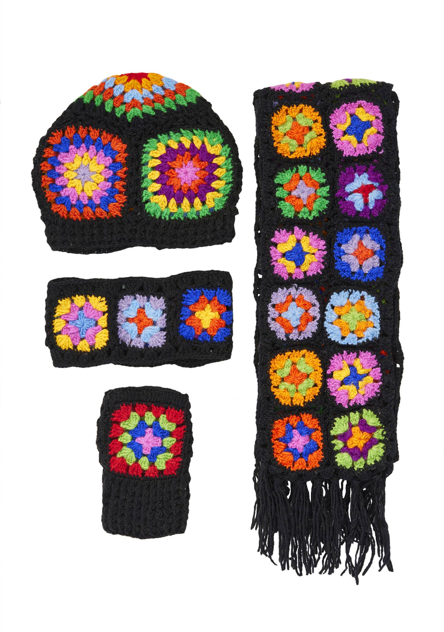 Namaste - Wholesale Sjaal - Dames - Gehaakte regenboog sjaal met granny squares8