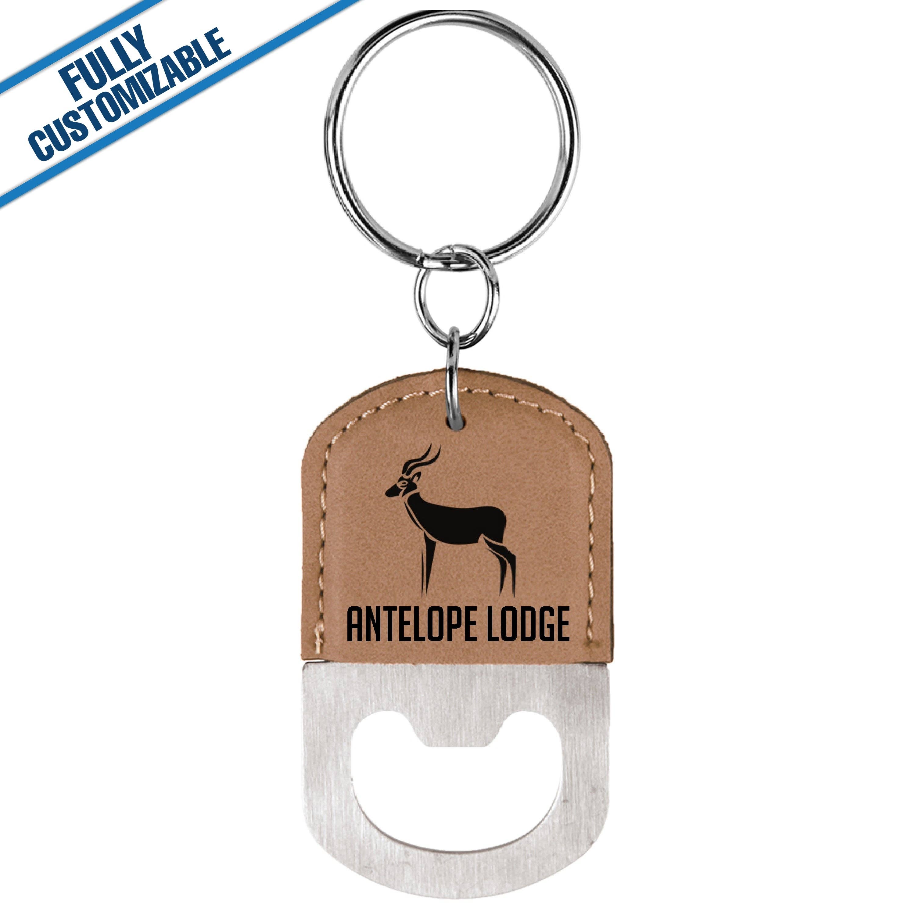GiftWorksPlus - Wholesale Keychain - Unisex - Leatherette Oval Bottle Opener Keychain - Fully Customizable2