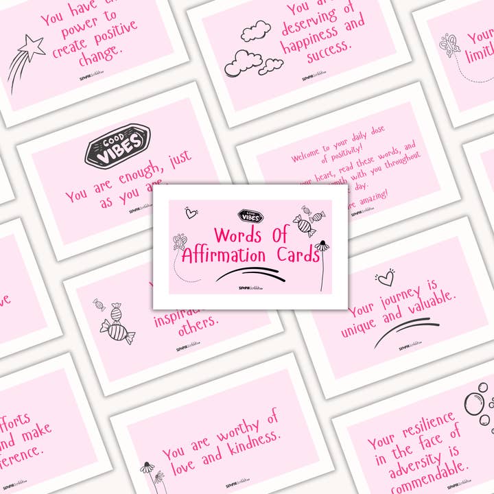 Cartões de palavras de afirmação por atacado de Simple Scribble