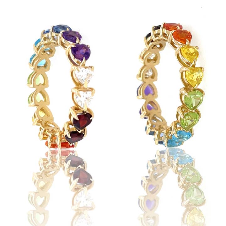 Anillo de doble arcoíris de diamantes en oro de 14 quilates para venta al por mayor de MORDEKAI