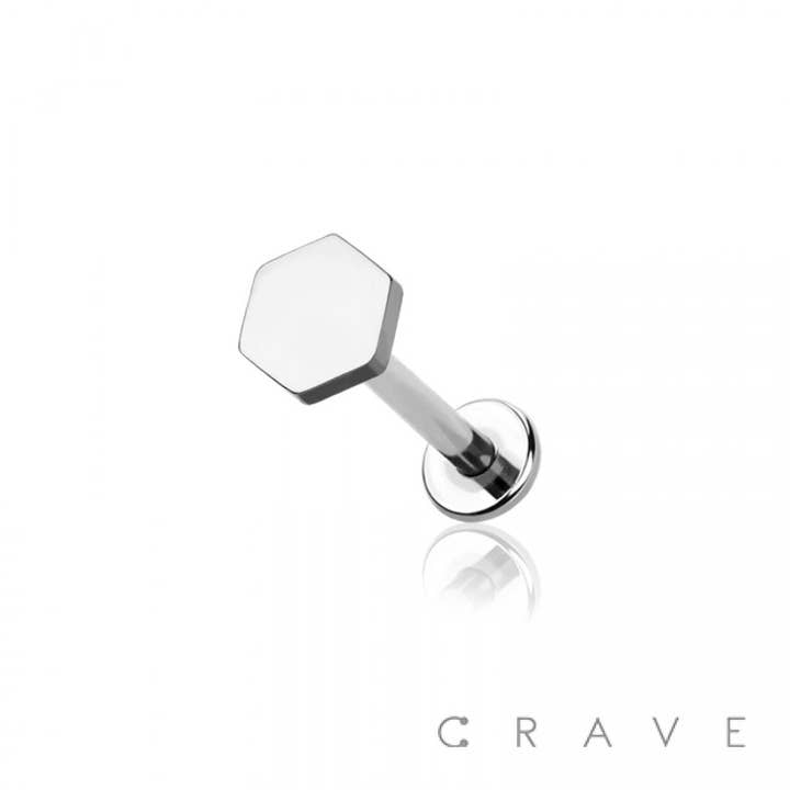 CRAVE BODY JEWELRY - Wholesale Stud/Post Earrings - HEXAGON TOP 316L SS LABRET/MONROE/CARTILAGE STUDS