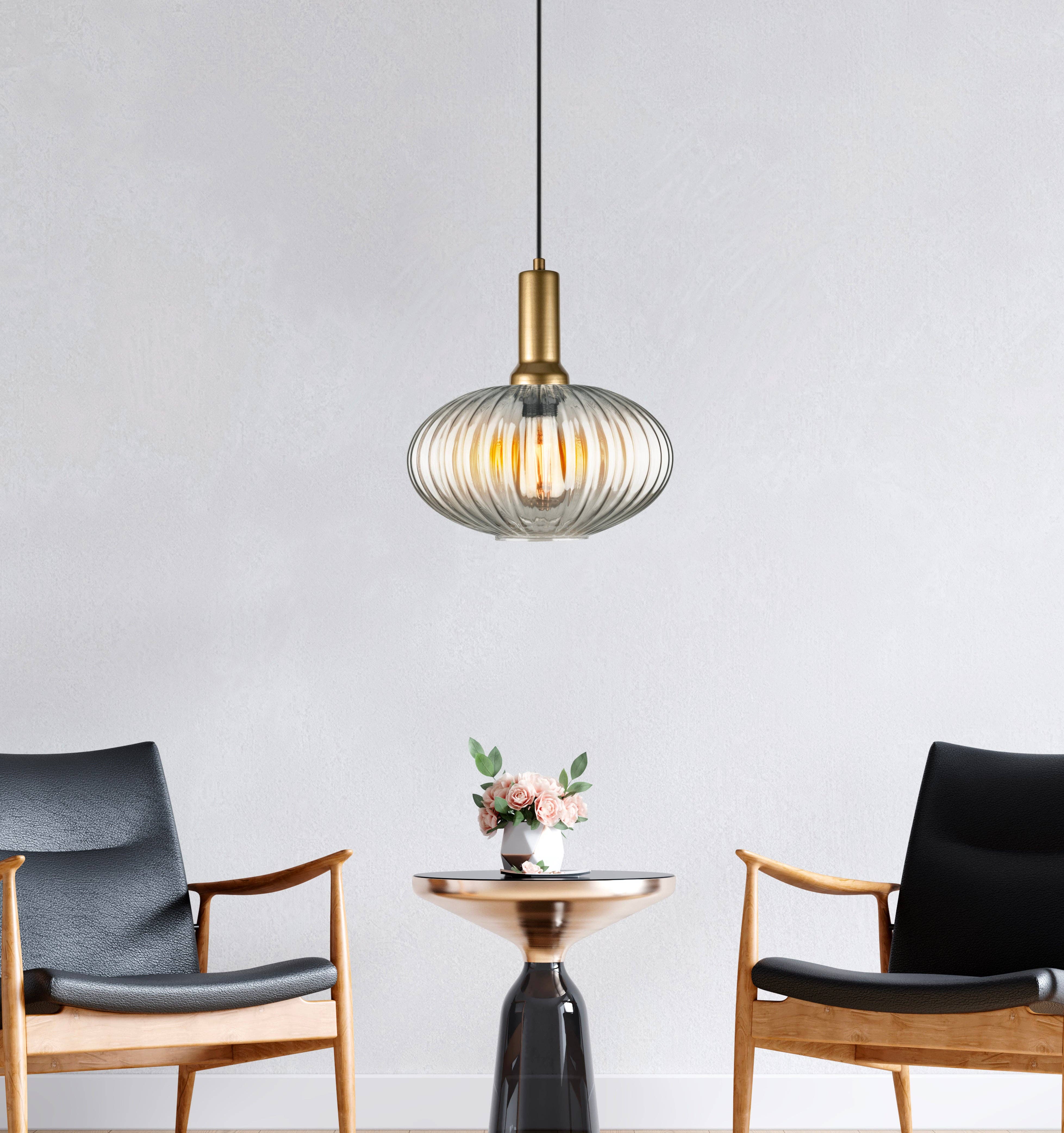 Eclipse Lighting - Wholesale Chandelier/Hanging Light - Smoke Gray Modern Glass Pendant Light, Custom Ribbed Glass Pendant Lighting, Multi Lighting for Stairwell Long Chandelier, Elegant Light11