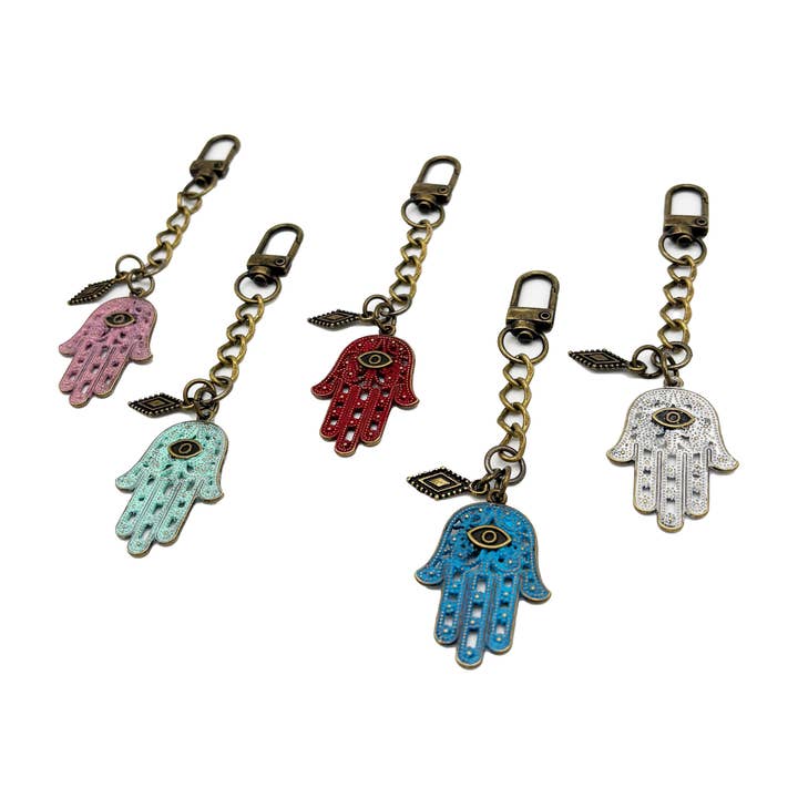 Hamsa Protective Bag Charm/Keychain for wholesale by Gleeful Peacock