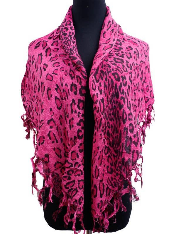 Lenço de xale quadrado de viscose com acabamento em borla com padrão de leopardo por atacado de Cap Zone
