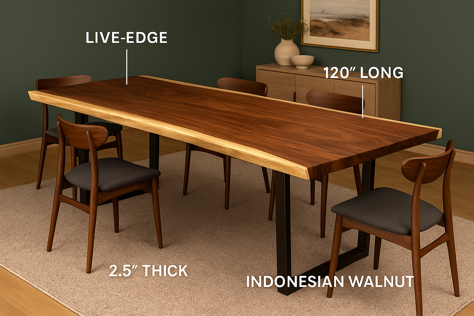Heft Home - Wholesale Patio Table - Live Edge Solid Wood Dining Table – Rustic Modern Farmhouse 6