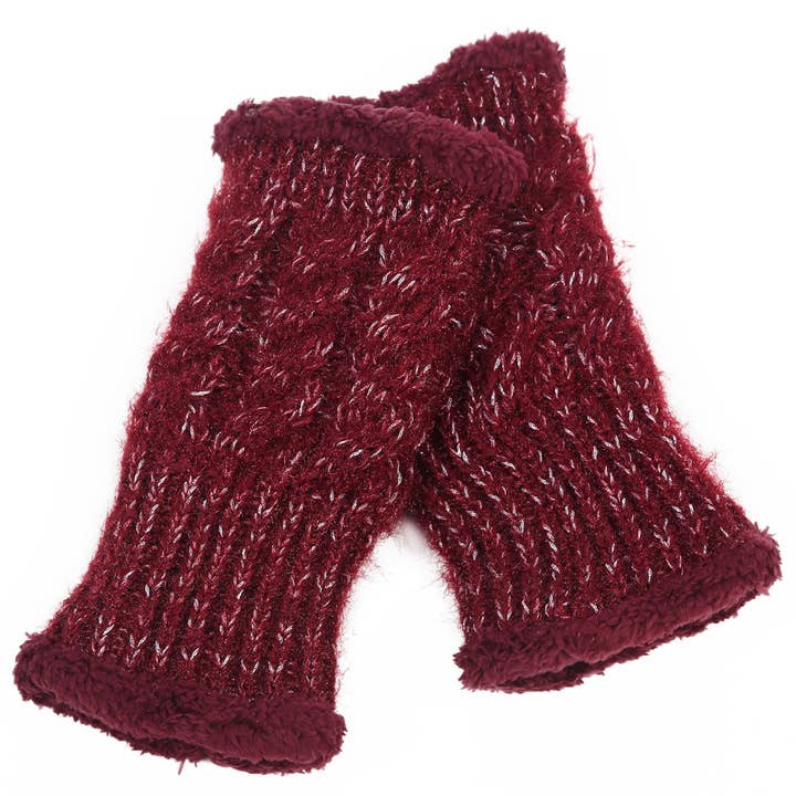 Burgundy Metallic Weave Fur Topper for wholesale by Mad Style