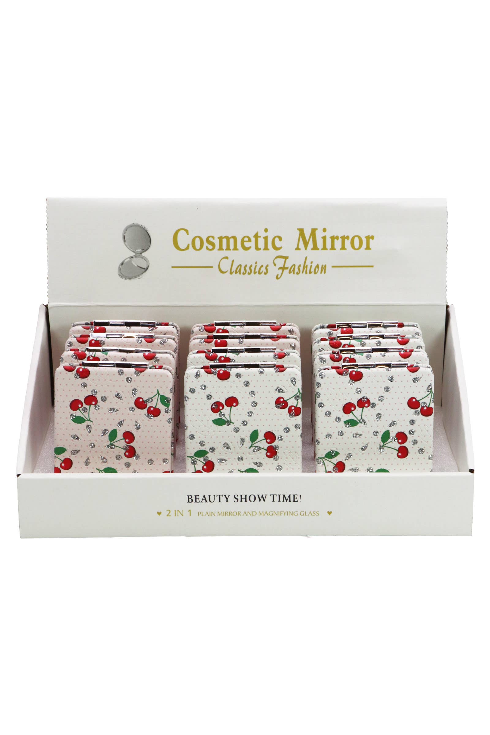 SURTIDO Espejo Compacto con Purpurina de Cereza por Todas Partes de venta al por mayor en Faire3