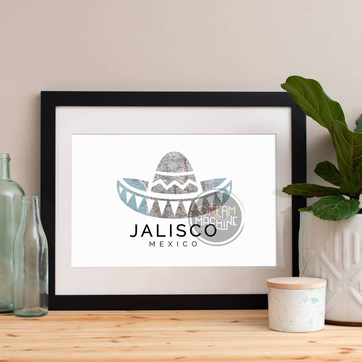 Lámina de Jalisco, Horizonte de Jalisco, Arte de Jalisco, Póster de Jalisco, Acuarela de Jalisco, Lámina de Jalisco, Mapa de Jalisco, Wall Art de Jalisco, Mapa de México Symbol84 para venta al por mayor de DreamMachine Prints