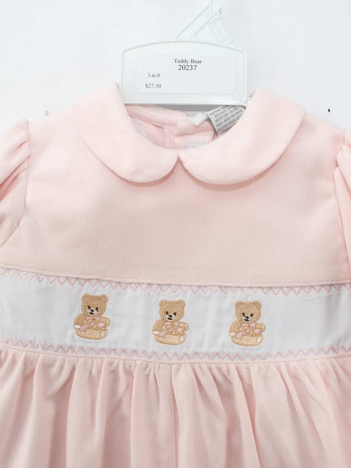 Julius Berger & Carriage Boutique - Wholesale Jumpsuit - Baby - Carroage Boutique Smocked Teddy Bear Pink Baby Girl Longall
