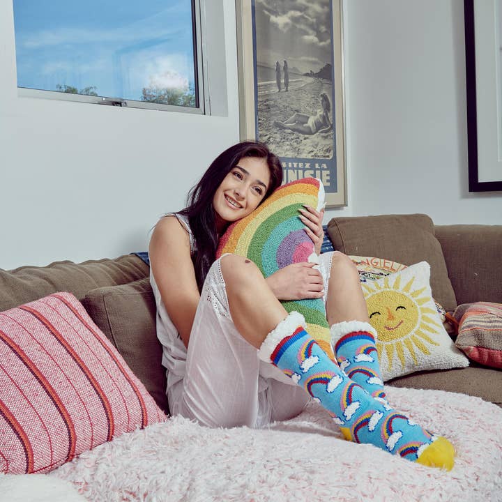 Oooh Yeah/Sock It Up/Oooh Geez Slippers - Wholesale Sock Slippers - Women's - Happy Days | Women's Funny Fuzzy House Slipper Socks2