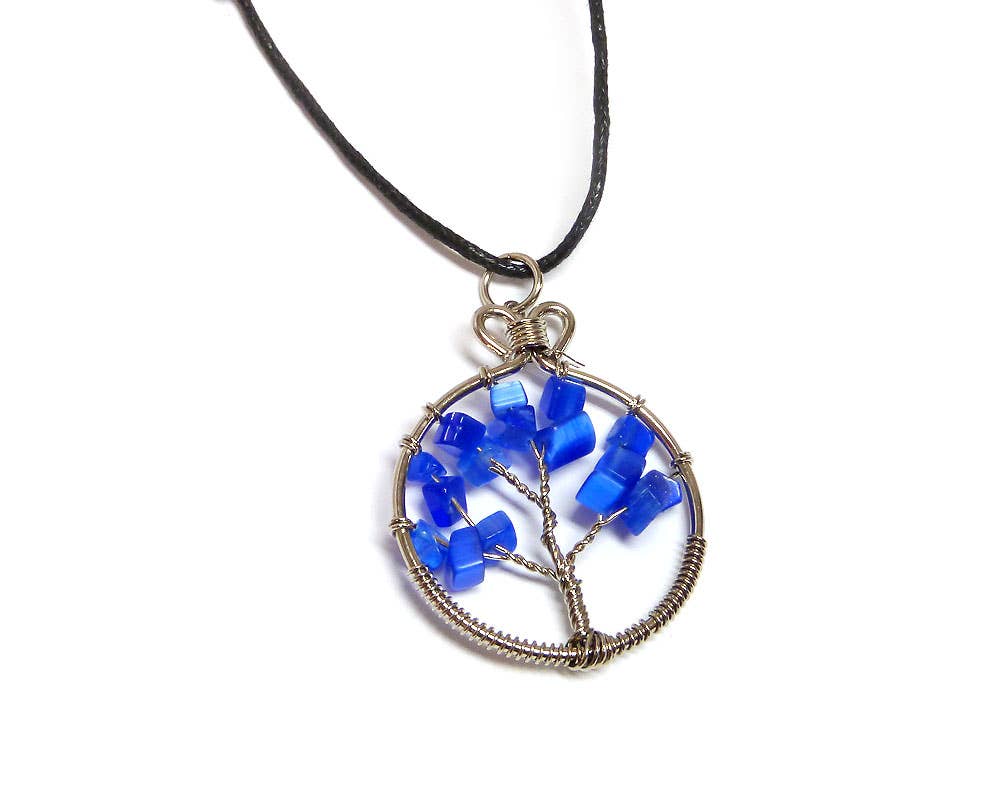 Pichincha - Wholesale Pendant/Charm Necklace - Round Chip Stone Tree of Life Wire Wrapped Pendant Necklace10