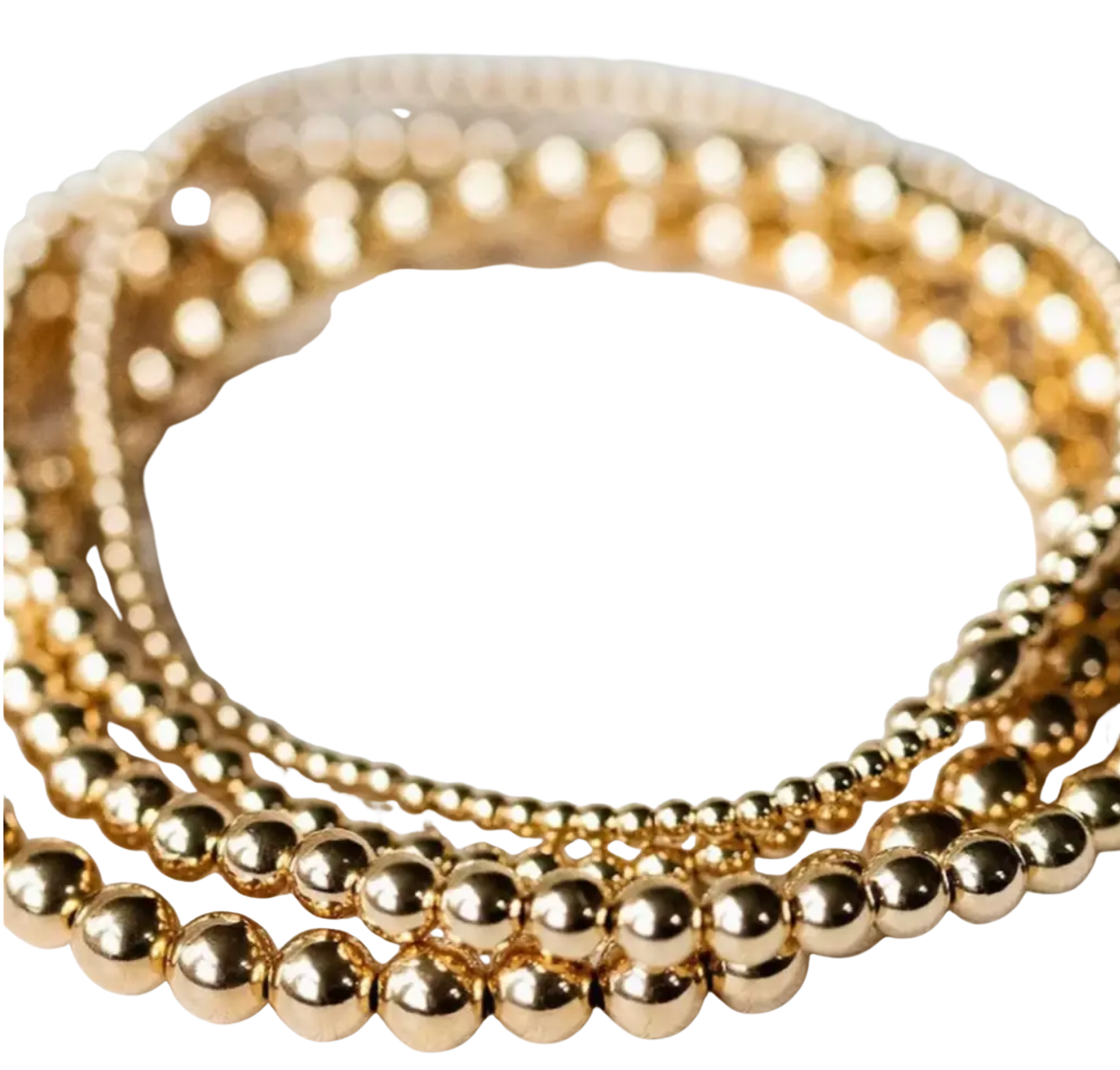 HoopLa - Wholesale Beaded Bracelet - Beads-Stacking Stretch Bracelets Steel Gold 14K  Waterproof12