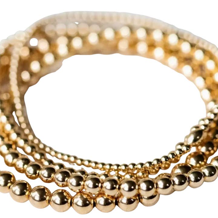 HoopLa - Wholesale Beaded Bracelet - Beads-Stacking Stretch Bracelets Steel Gold 14K Waterproof12