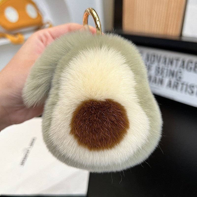 Plush Looks – wholesale Keychain – Women's – Rex Rabbit Fur Cute Fluffy Avocado Keychain9