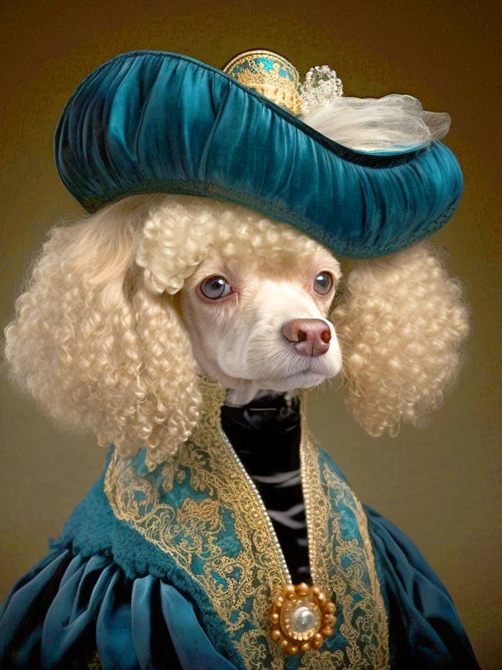 Victoriaanse Lady Poodle 8 „x8" kunstdruk voor wholesale door Mowbi