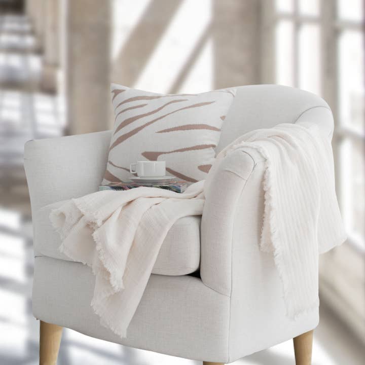 Tajik Home LLC - Wholesale Throw Blanket - Evie Gauze Cotton Throw Blanket – Frayed Edge, Soft, cozy