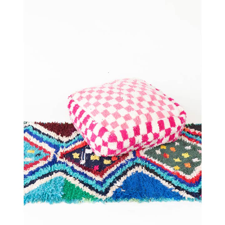 Voyage - Venta al por mayor Puf - Puf otomano marroquí cuadriculado hecho a mano12