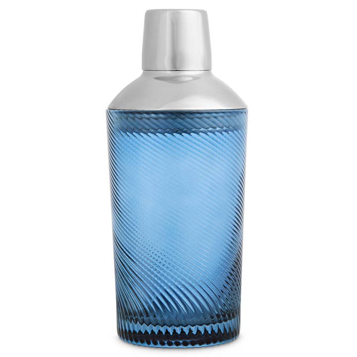 Twist Glass Cocktail Shaker - Blue for wholesale by UBERSTAR