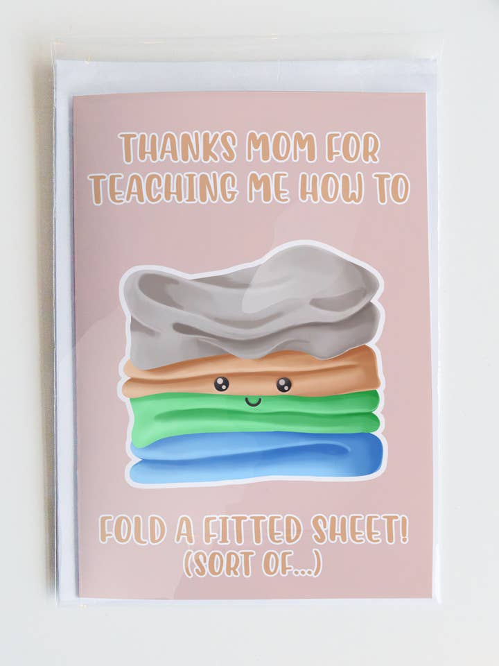 Apprendre à plier un drap-housse | Carte amusante pour la fête des mères pour la vente par Join The Creative Side