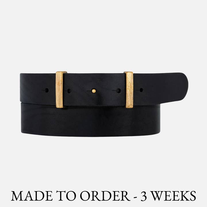 Amsterdam Heritage Leather Belts, Bags, Jackets & Apparel - Wholesale Belt - Women's - MADE TO ORDER Jip | Gold Buckleless Leather Belt Women