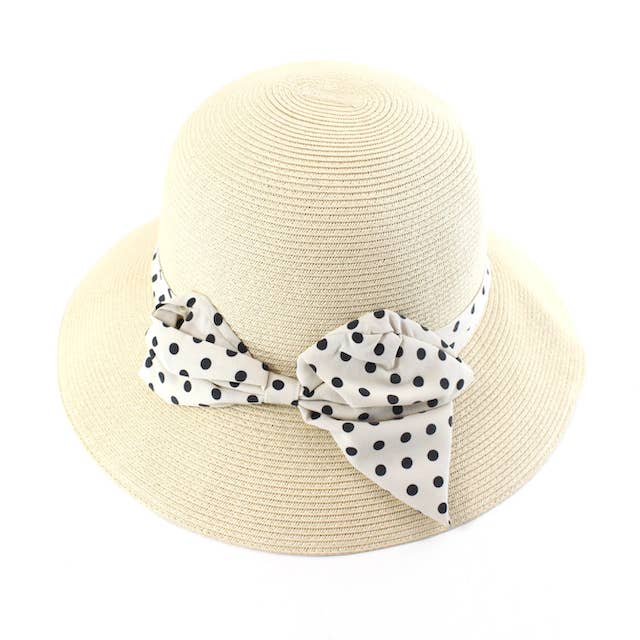 Pretty Persuasions - Wholesale Straw Hat - Women's - H24003 Sweet Sky Straw Hat w/Bowtie