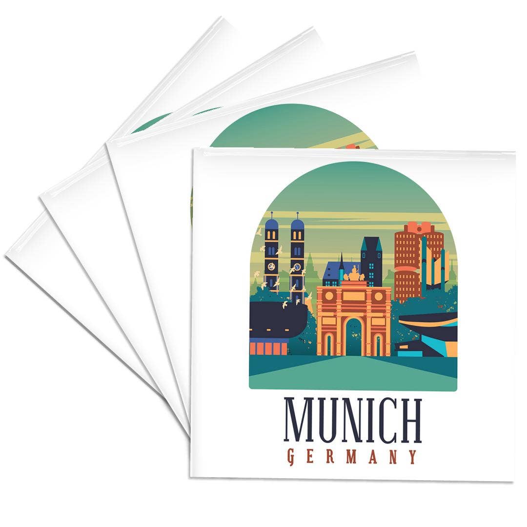 3dRose - Wholesale Coasters - 3dRose, Retro Vintage Illustration with Munich Germany for Tourist , Coaster0