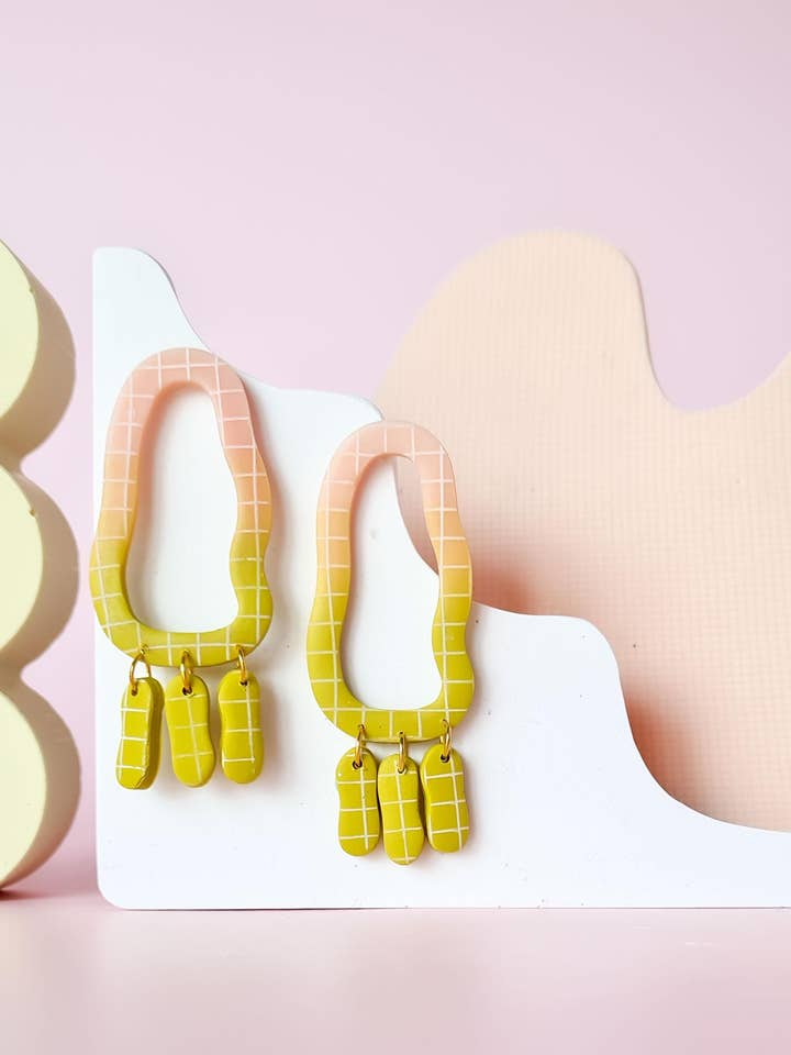 Handmade Polymer Clay Earrings - Textured Grid Design for wholesale by Mono