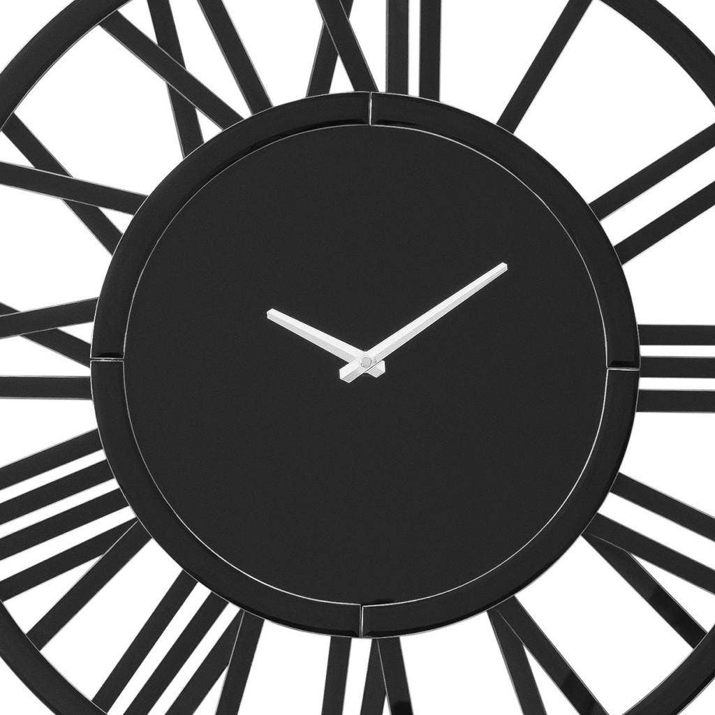 HomeRoots - Wholesale Wall Clock - 43" Black Mirrored Acrylic Silent Analog Circle Wall Clock4