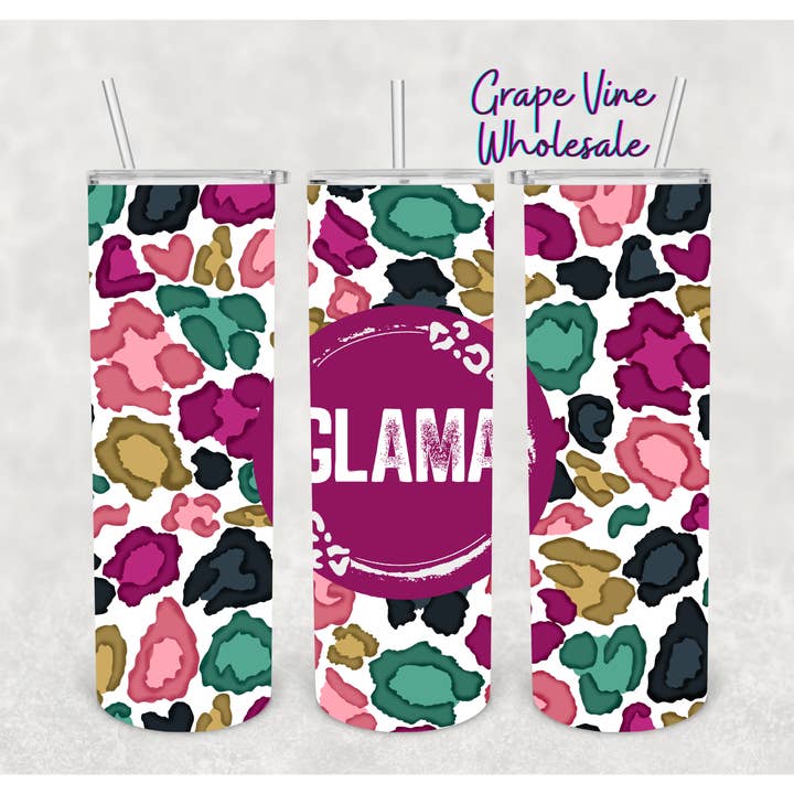 Tazza Colorata Leopardata Glama 20oz per la vendita all'ingrosso da parte di GrapeVineWholesale