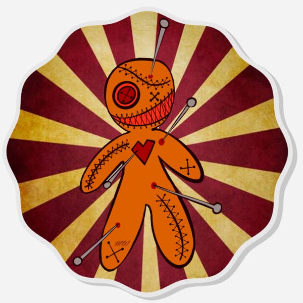 Voodoo Doll Acrylic Pin for wholesale by Margeaux Wex Designs