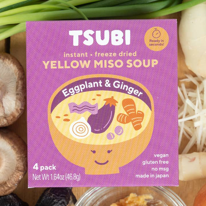 Case of 6 - Yellow Miso with Eggplant & Ginger 4 Pack for wholesale by TSUBI Soup
