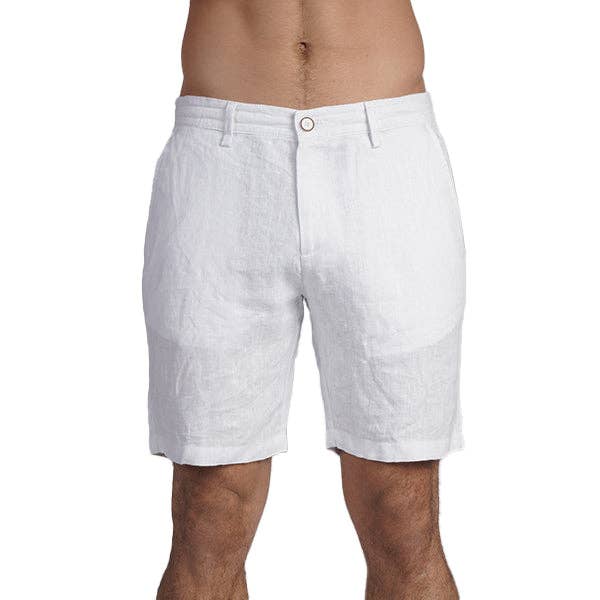 Short en lin 100 % coupe ajustée - Blanc pour la vente par EIGHT X