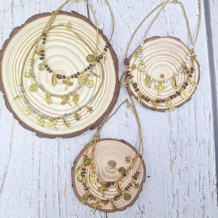 Hecho a mano - Wholesale Beaded/pearl necklace - Colored stone necklace3