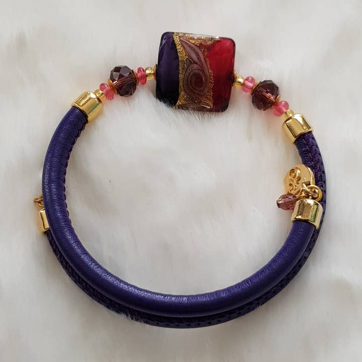 Bracciale Violine quadrato di murano per la vendita all'ingrosso da parte di les secrets de Louisette