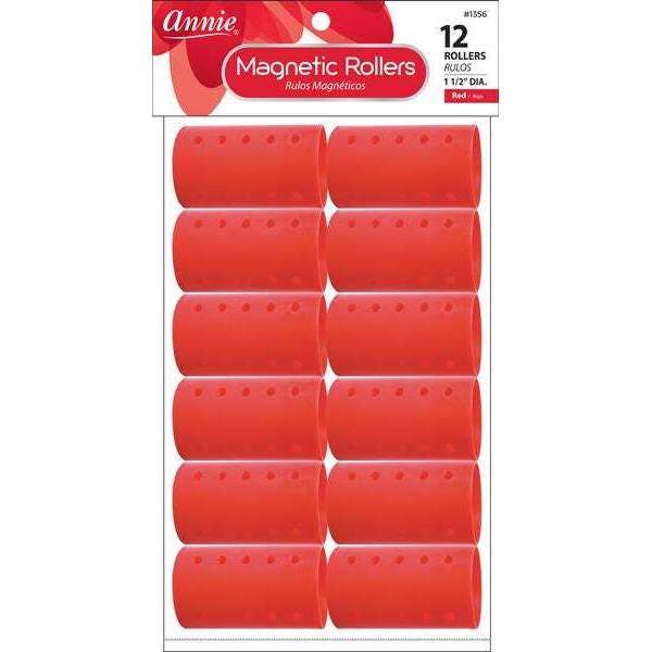 Annie Magnetic Rollers 1 1/2In 12Ct Red for wholesale by Annie International, Inc.