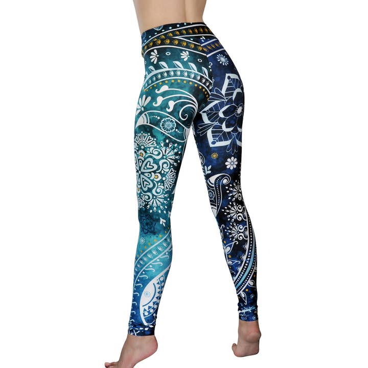 Comfy Yoga - Wholesale Athletic/Lounge Leggings - Women's - "Aquamarine" - Lightweight Printed Yoga Leggings for Women3