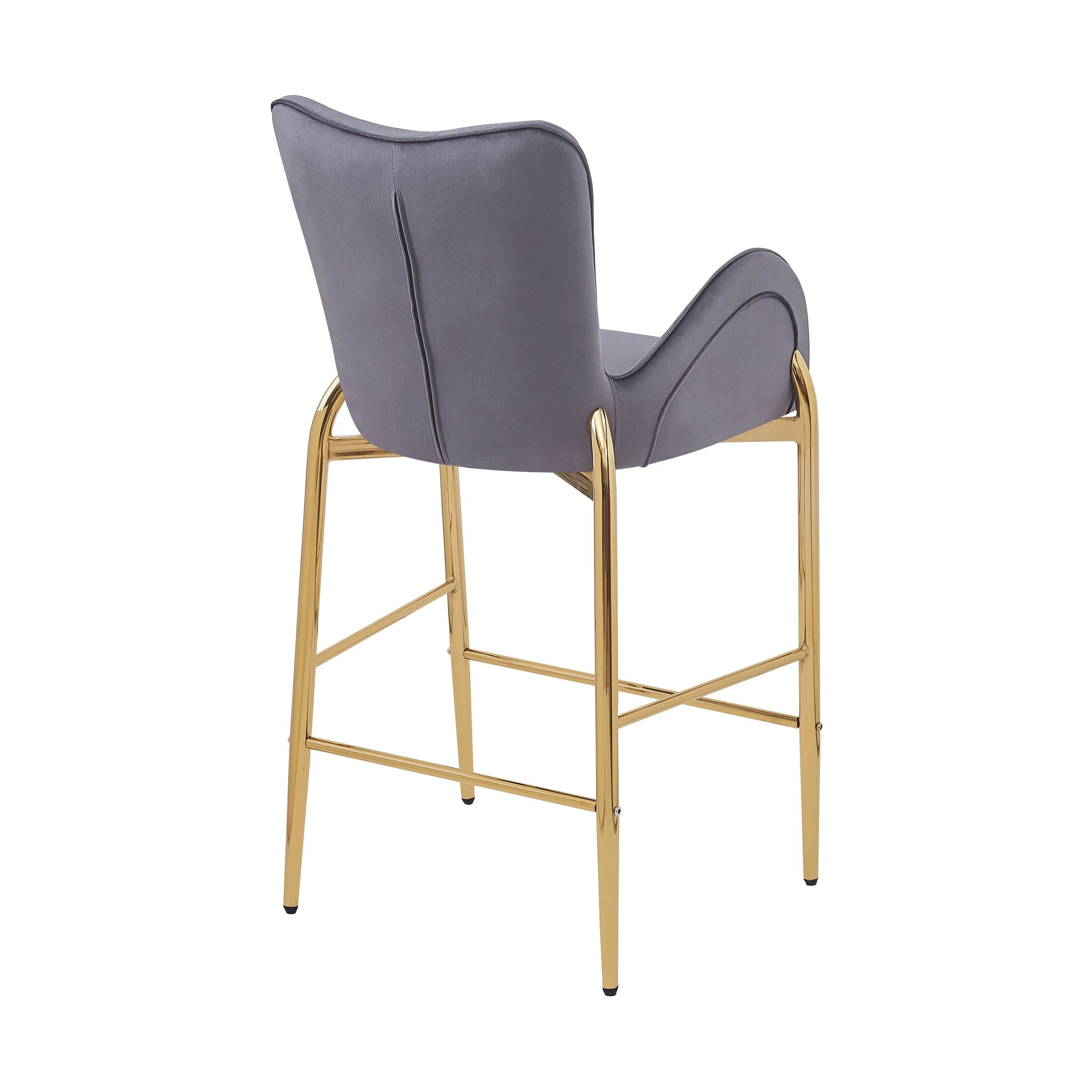 39F Inc. - Wholesale Stool - 28.75in Gray Velvet Counter Stools with Gold Legs, 2pk12