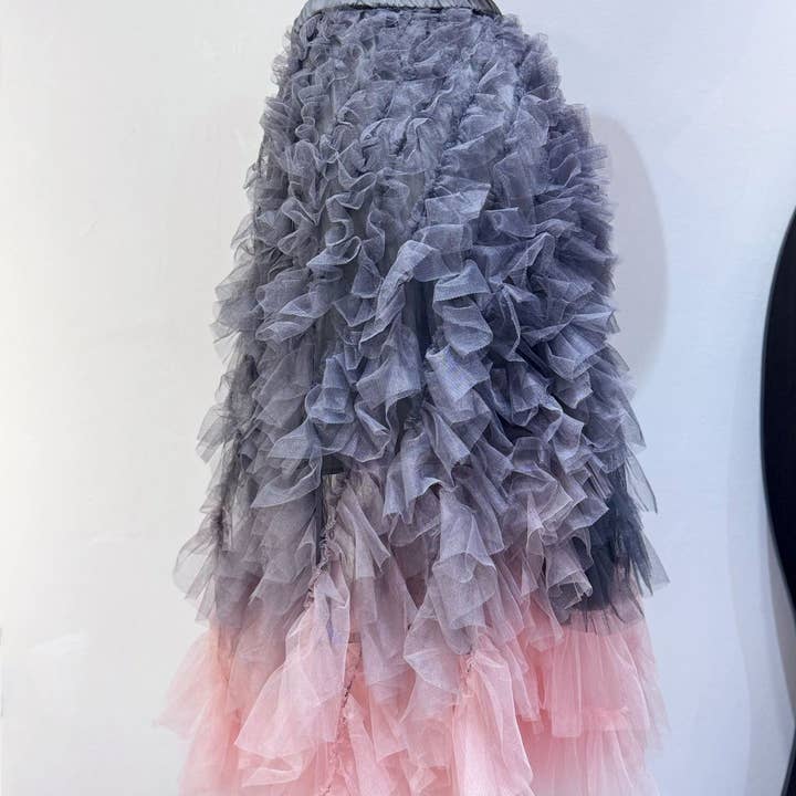 Saia Elegante de Camadas com Folhos em Gradiente de Comprimento Médio SK068Y por atacado de Productseeker