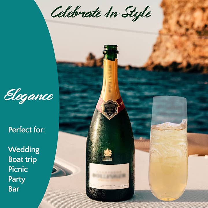 EcoQuality - Wholesale Disposable cup - EcoQuality Fancy Stemless Clear Disposable Plastic Champagne3