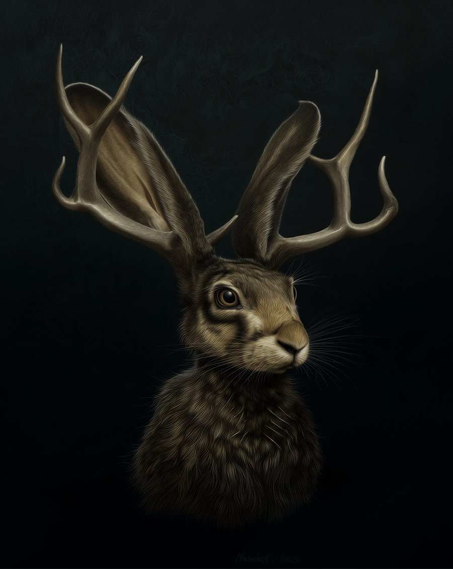 Mowbi - Wholesale Art Print - Official Jackalope Portrait - Cryptids Art Prints - 8"x10" Artwork for 10"x12" Frame0
