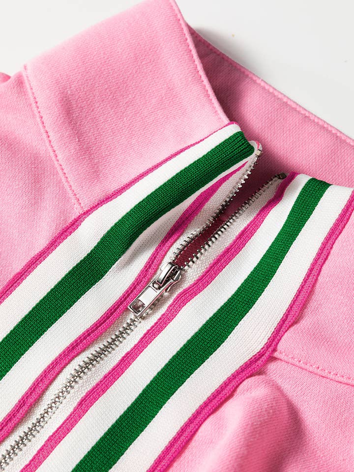 FASHION BLVD - Wholesale Sweatshirt - Women's - FB Contrast Stripe Half Zip Collar Pullover Sweatshirt14