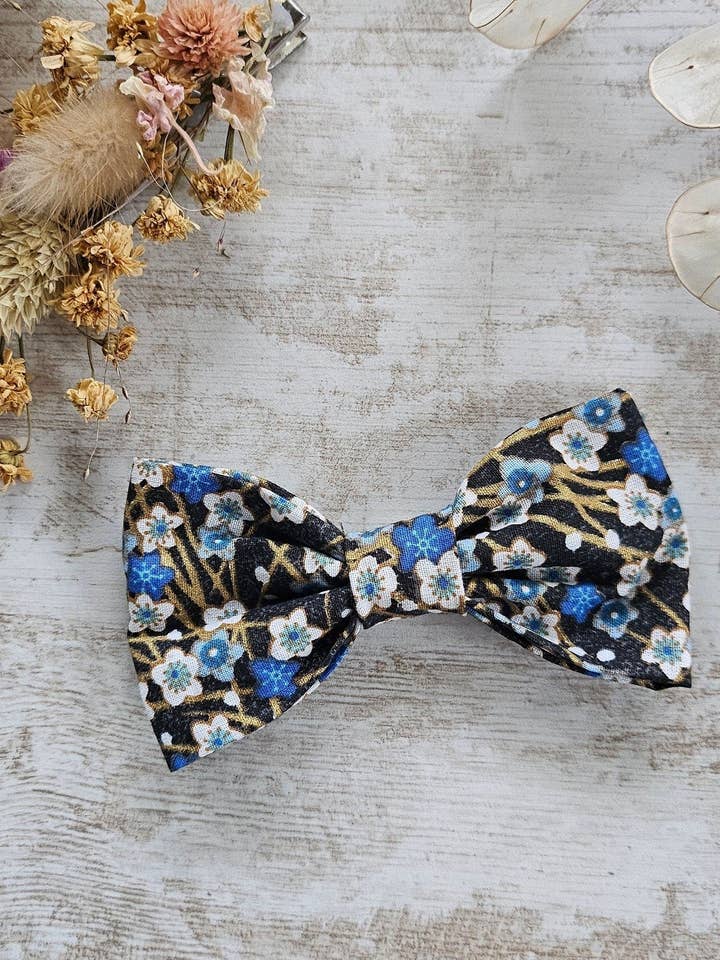 Gravata borboleta preta Liberty por atacado de Atelier Tatice