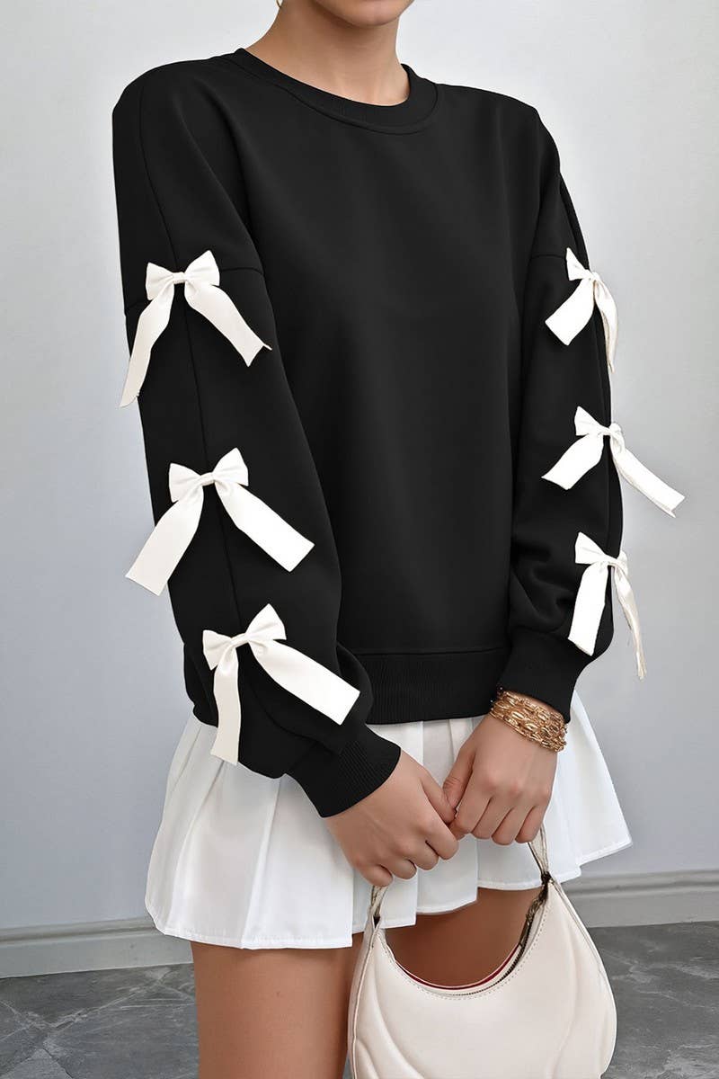 NINEXIS - Vente Chemisier – femme - CWTBLL4035_PULL DE NOËL À COL ROND AVEC NŒUD ROUGE7