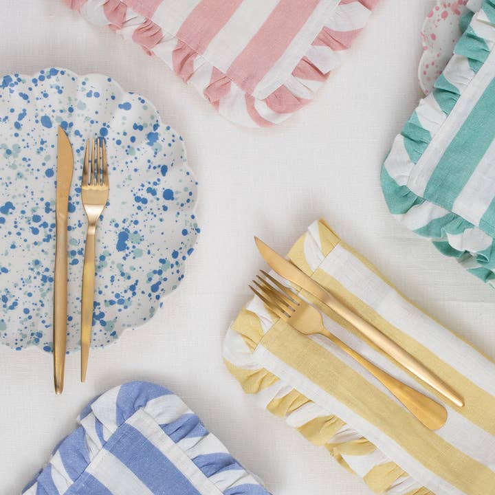 Meri Meri - Wholesale Dinner & Cloth Napkin - Stripe Ruffle Fabric Napkins