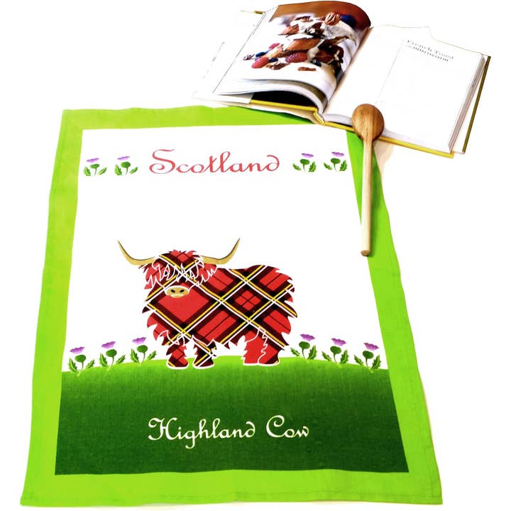Toalha de chá de vaca escocesa Highland por atacado de Dublin Gift Company