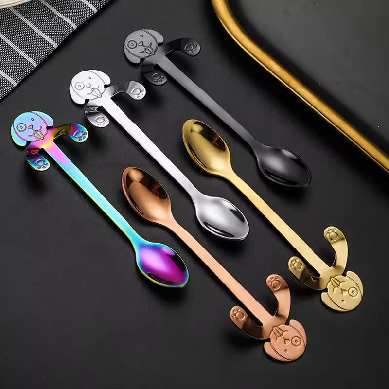 Sostraw & SmartThings - Vente Cuillères à soupe - Cuillère pour chien - 4 couleurs - Pour le thé, le café ou le dessert5
