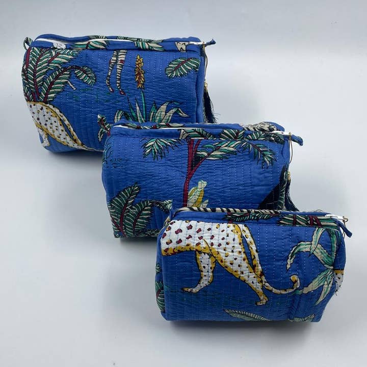 Funky Yak Ltd – wholesale Sminkväska – 100% bomull vadderad necessär set om 3 små, medelstora och stora0