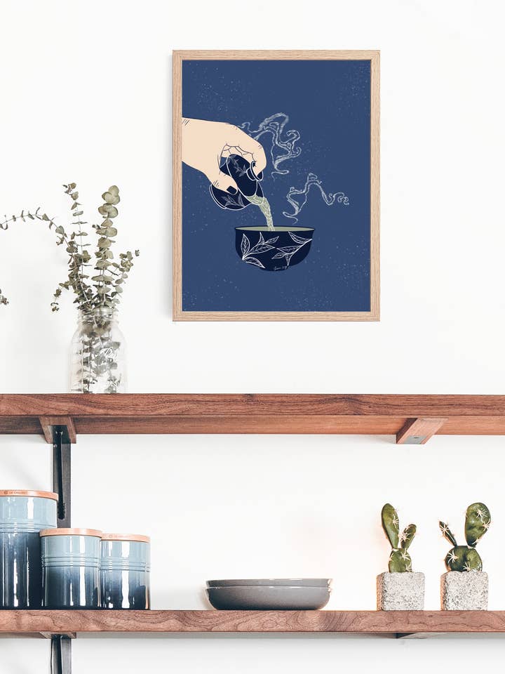 Gaiwan tea ceremony giclee print for wholesale by Sheena lange Illustrations