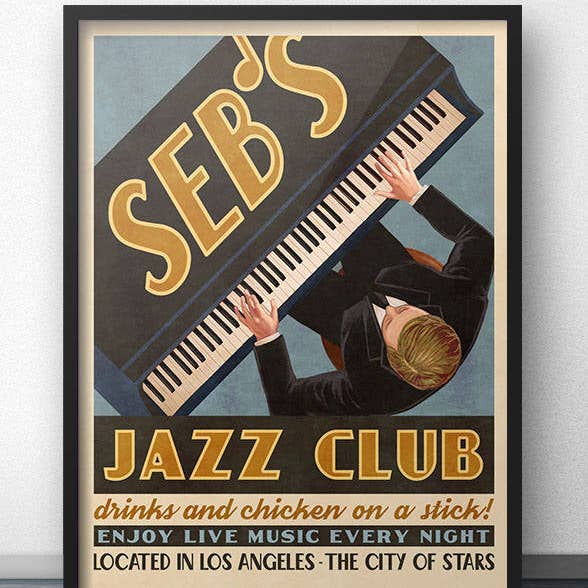 WindowShopGal – wholesale Art print – Seb's Jazz Club Retro Vintage Ad Poster (for La La Land fans)